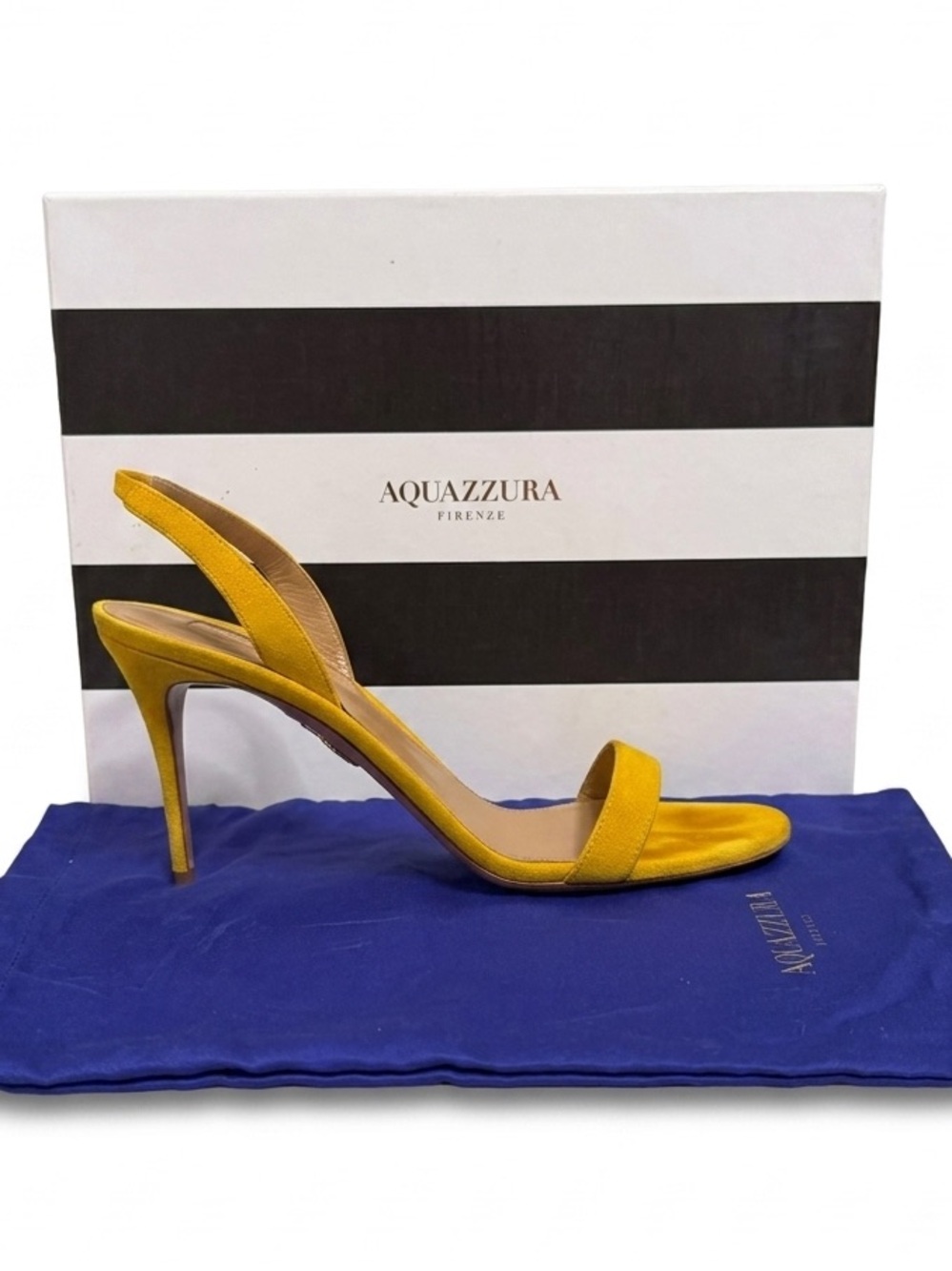 Aquazzura So Nude 85 Sandal Yellow Suede EU 39 Designer Heels
